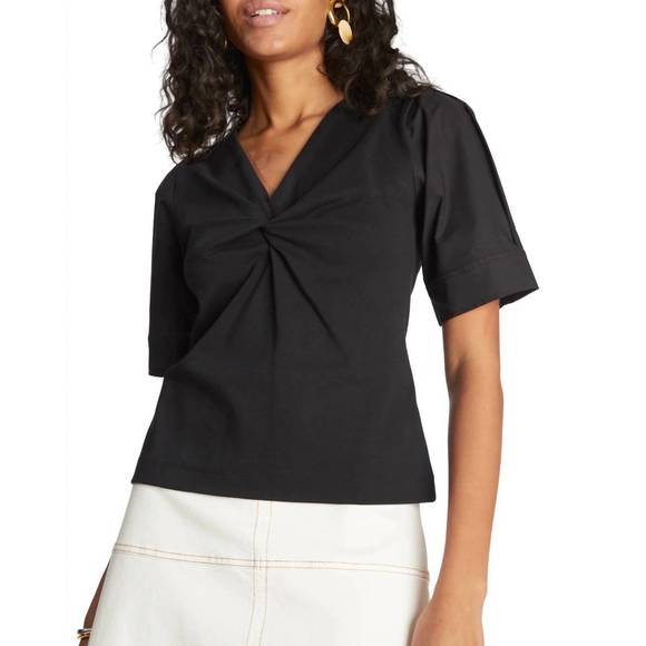 NEW TANYA TAYLOR blouse ronelle twist front top in black - Picture 1 of 2